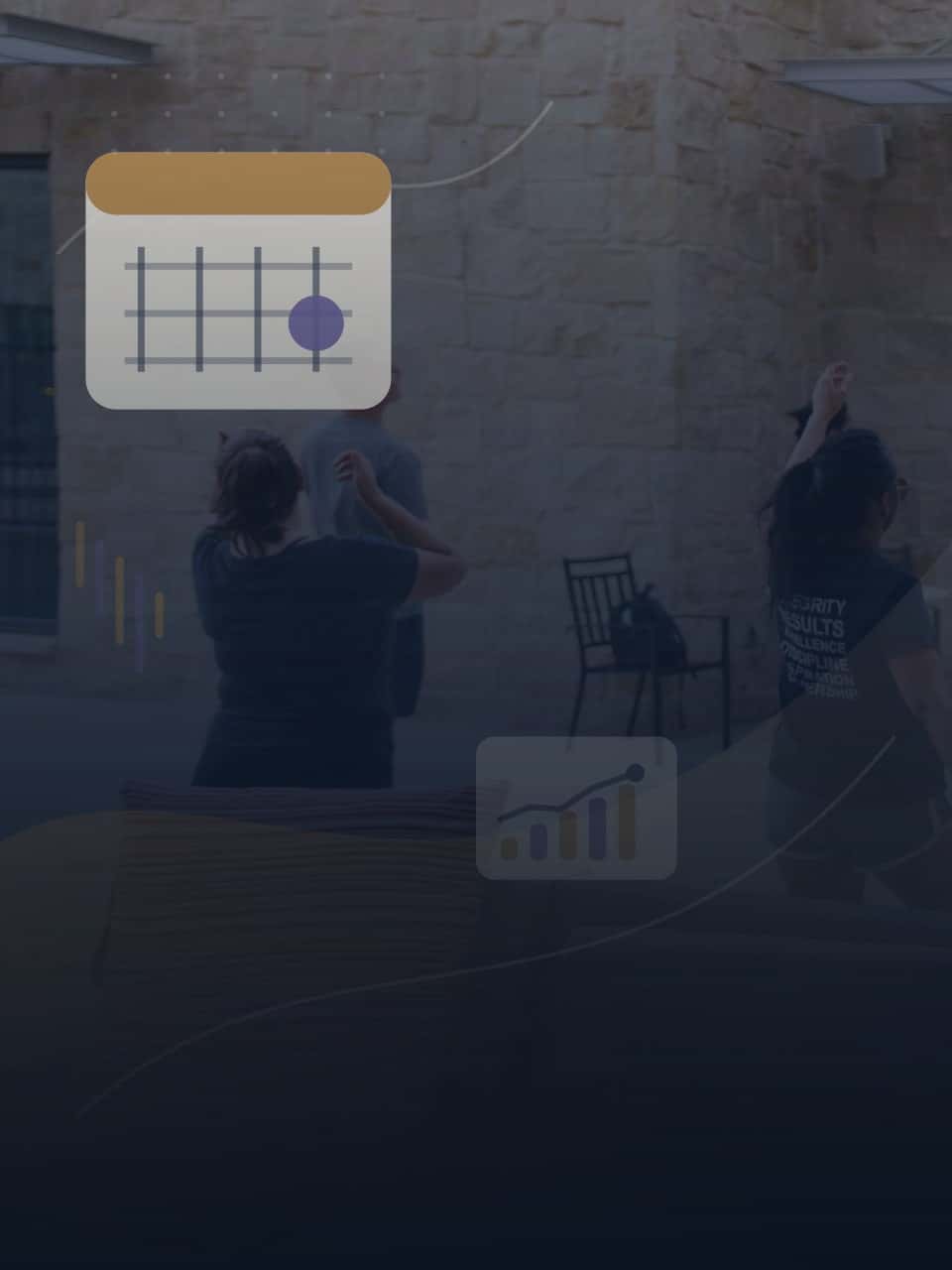 Text-free tax deadline calendar illustration in a professional advisory setting